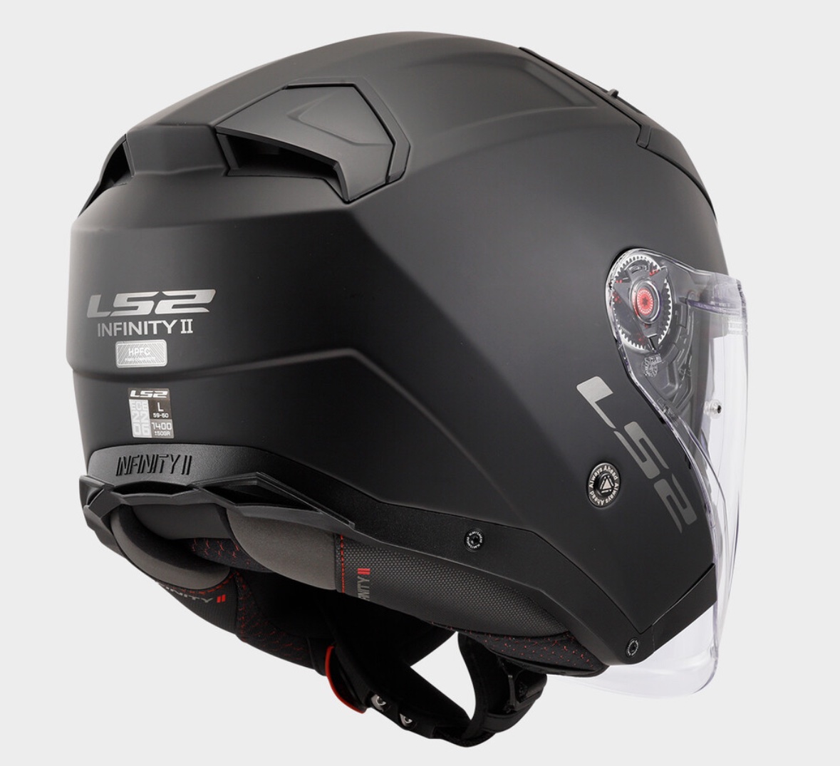 Casque Jet LS2 INFINITY II OF603 SOLID NOIR MAT – Image 2