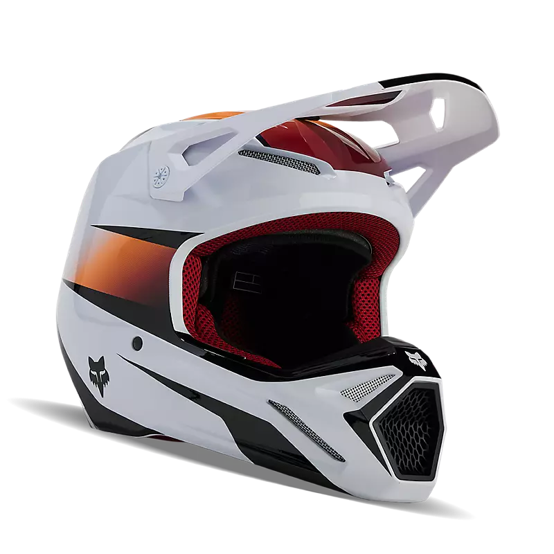 Casque cross Fox V1 Flora Blanc Noir – Image 2