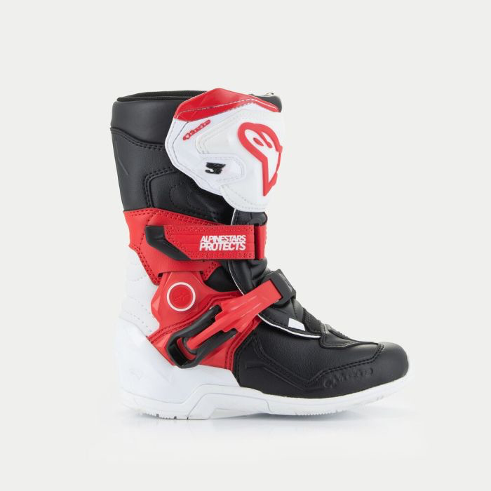 Bottes Kids Alpinestars Tech 3S Blanc Noir Rouge Vif – Image 2