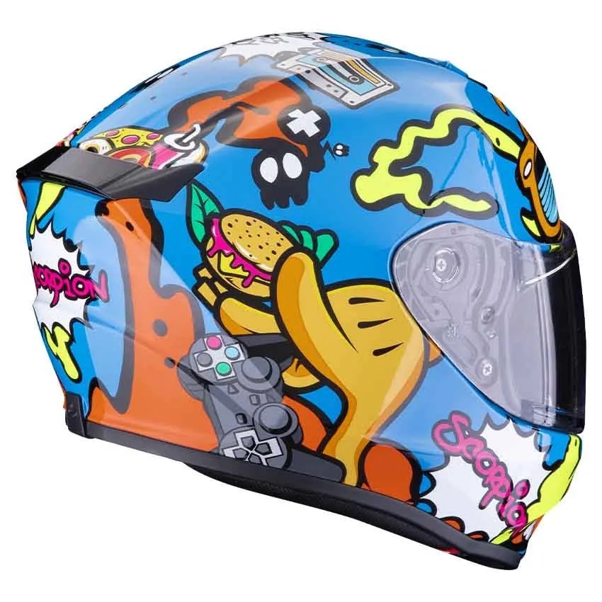 Casque Scorpion Exo JNR Fun Bleu / Orange – Image 2