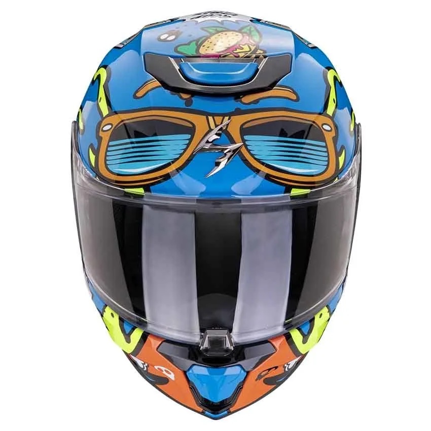 Casque Scorpion Exo JNR Fun Bleu / Orange – Image 3