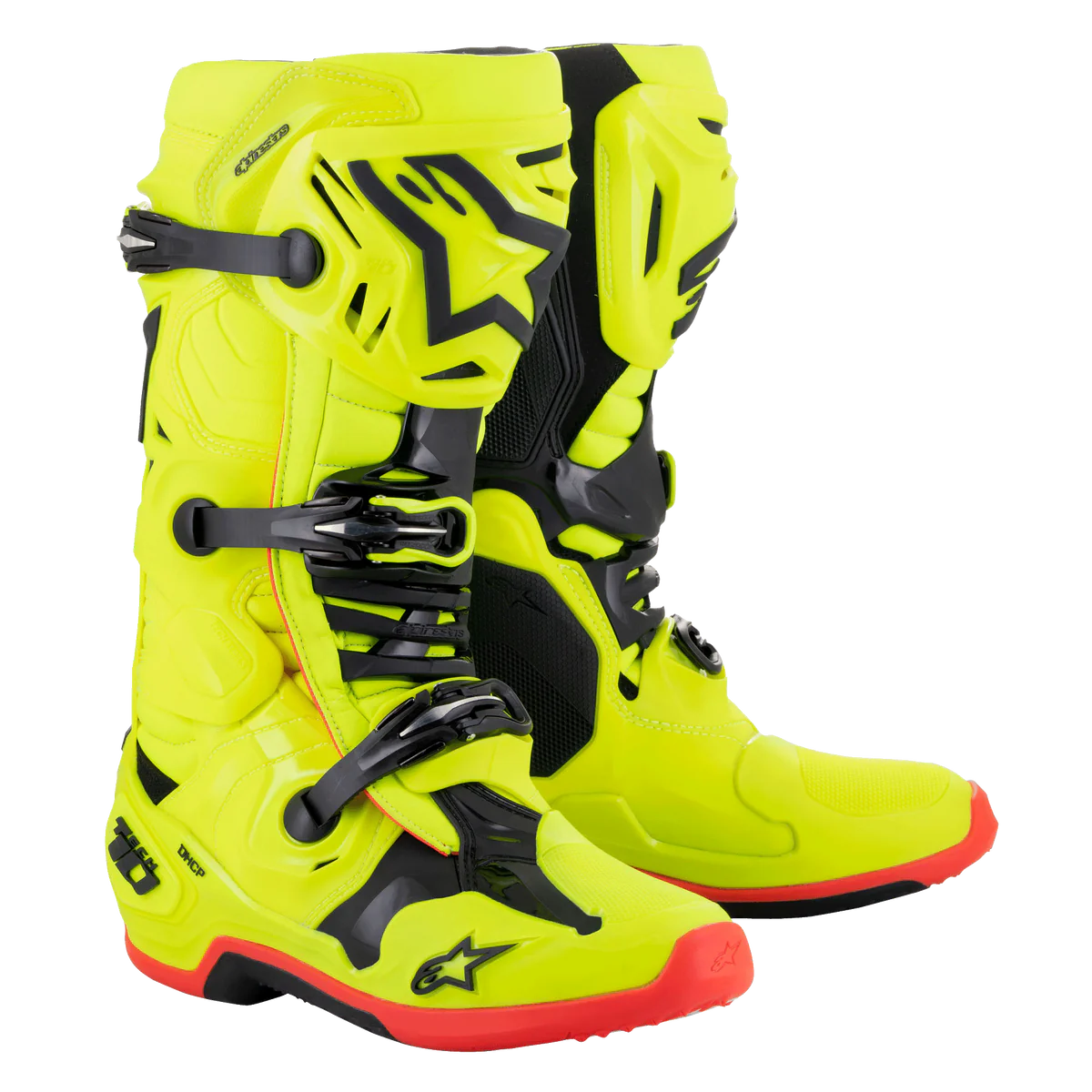 Bottes Tech 10 Alpinestars Jaune fluo Noir Rouge fluo – Image 4
