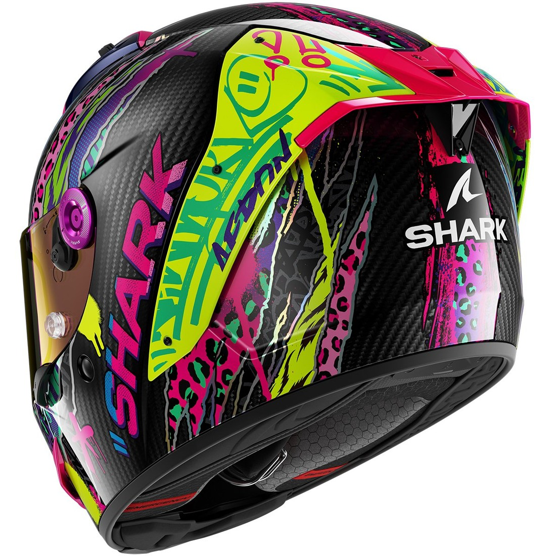 CASQUE SHARKAERON FAWN CARBON VIOLET YELLOW – Image 3