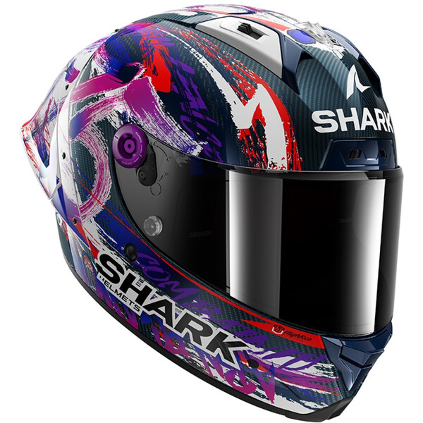 Casque Shark AERON GP FIM RACING #1 REPLICA ZARCO SIGNATURE Carbon White Violet – Image 4