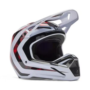 Casque Fox V1 Kairos Blanc/Rouge fluorescent