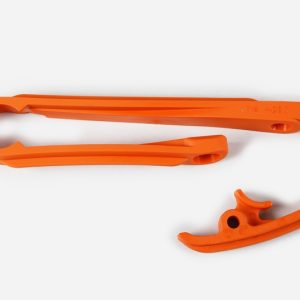 Kit patin de bras oscillant + patin de chaîne inférieur UFO orange KTM