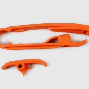 Kit patin de bras oscillant + patin de chaîne inférieur UFO orange KTM