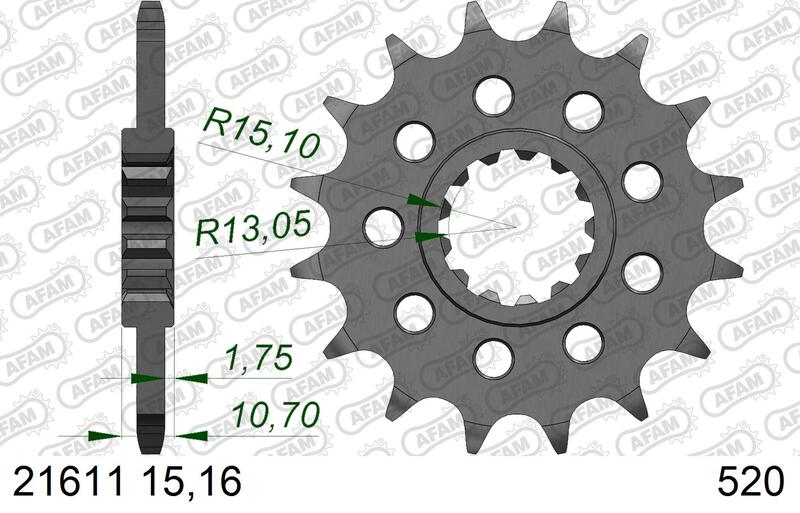 Pignon AFAM acier standard - 520