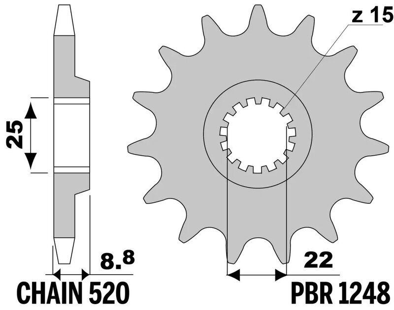 Pignon PBR acier standard - 520