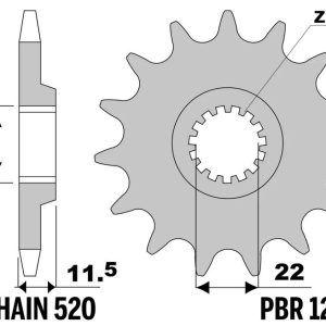 Pignon PBR acier standard – 520