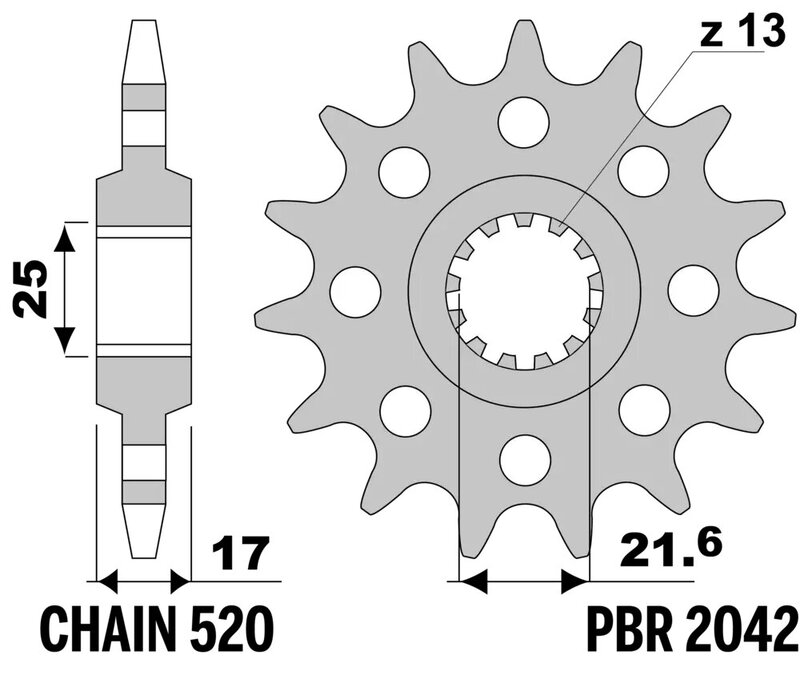 Pignon PBR acier standard - 520