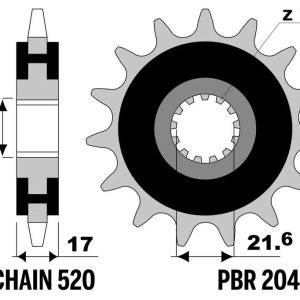 Pignon PBR acier anti-bruit – 520