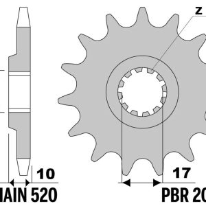 Pignon PBR acier standard – 520