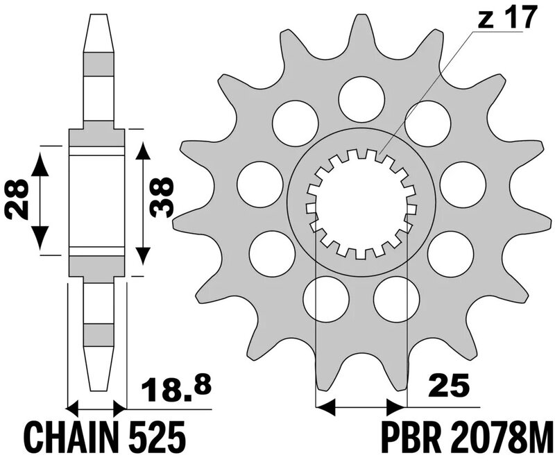 Pignon PBR acier standard - 525