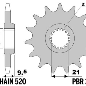 Pignon PBR acier standard – 520