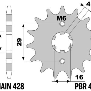 Pignon PBR acier standard – 428