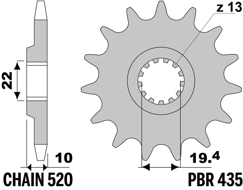 Pignon PBR acier standard - 520