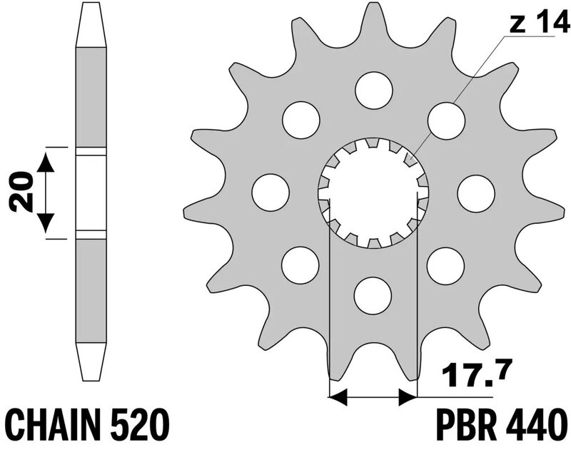 Pignon PBR acier standard - 520