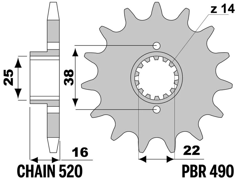Pignon PBR acier standard - 520
