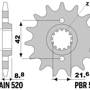 Pignon PBR acier standard – 520