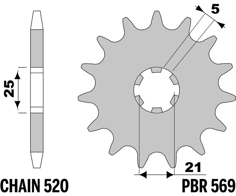 Pignon PBR acier standard - 520