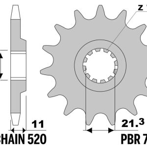 Pignon PBR acier standard – 520