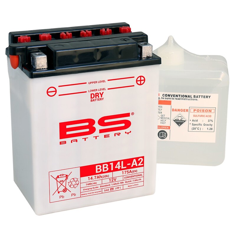 Batterie BS BATTERY Haute-performance avec pack acide – BB14L-A2
