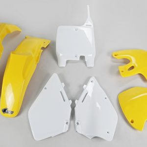 Kit plastique UFO couleur origine jaune/blanc Suzuki RM125/250