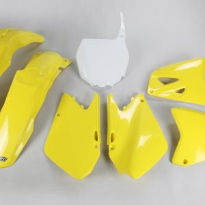 Kit plastique UFO couleur origine jaune/blanc Suzuki RM125/250
