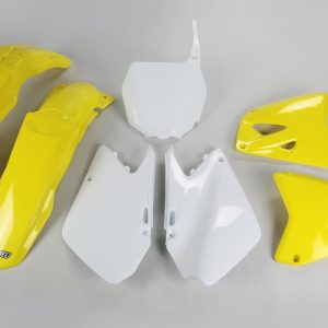 Kit plastique UFO couleur origine jaune/blanc Suzuki RM125/250