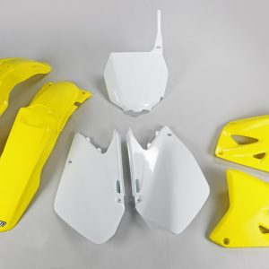 Kit plastique UFO couleur origine jaune/blanc Suzuki RM125/250