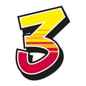 Jeu de 2 stickers « 3 » MALOSSI Enko 4 – 12,14X19 cm