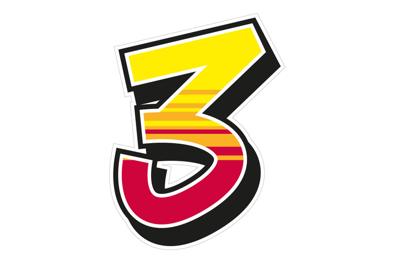 Jeu de 2 stickers "3" MALOSSI Enko 4 - 12,14X19 cm