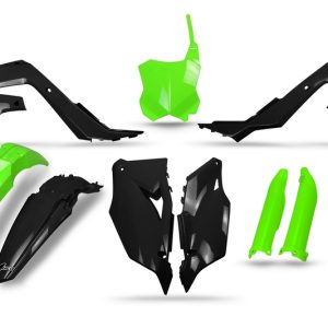 Kit plastiques UFO noir/vert fluo – Kawasaki