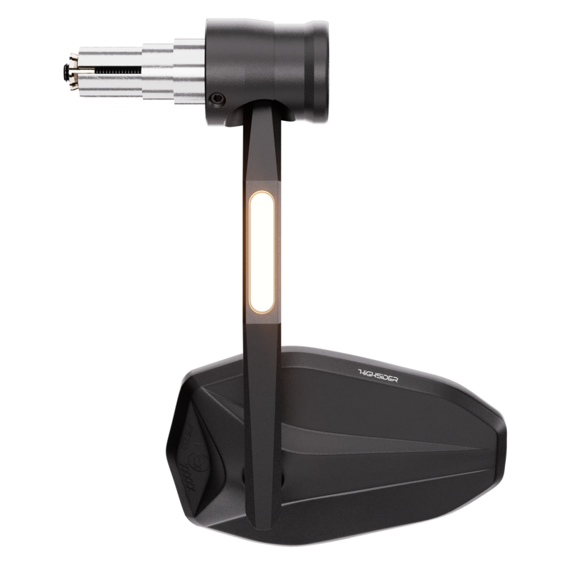 Rétroviseur d’embout de guidon HIGHSIDER pro Victory-Rim avec clignotants LED – noir – l&rsquo;unité