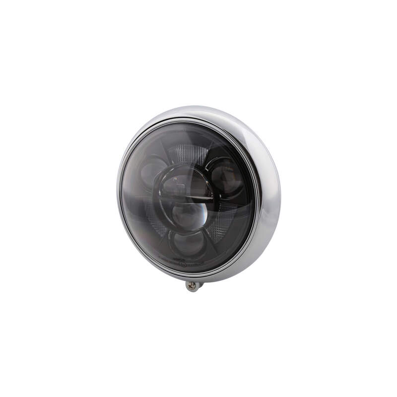 Feu avant LED HIGHSIDER pro Yuma 2 Type 11 – 7 pouces – avec TFL – homologué E – chromé – à l&rsquo;unité