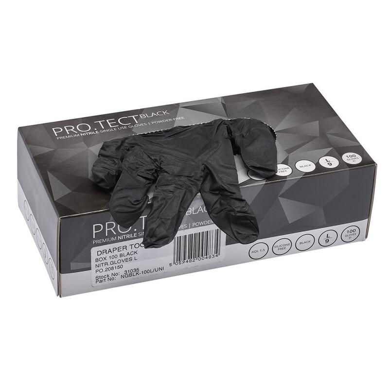Gants en nitrile DRAPER noir – (100 pièces)