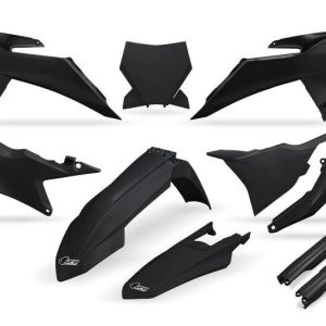 Kit plastiques complet avec protections de fourche UFO – noir