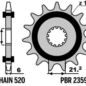 Pignon PBR acier anti-bruit – 520