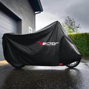 Housse de protection extérieure VECTOR Heavy Duty pour moto/scooter avec top case et bulle haute – noir – M