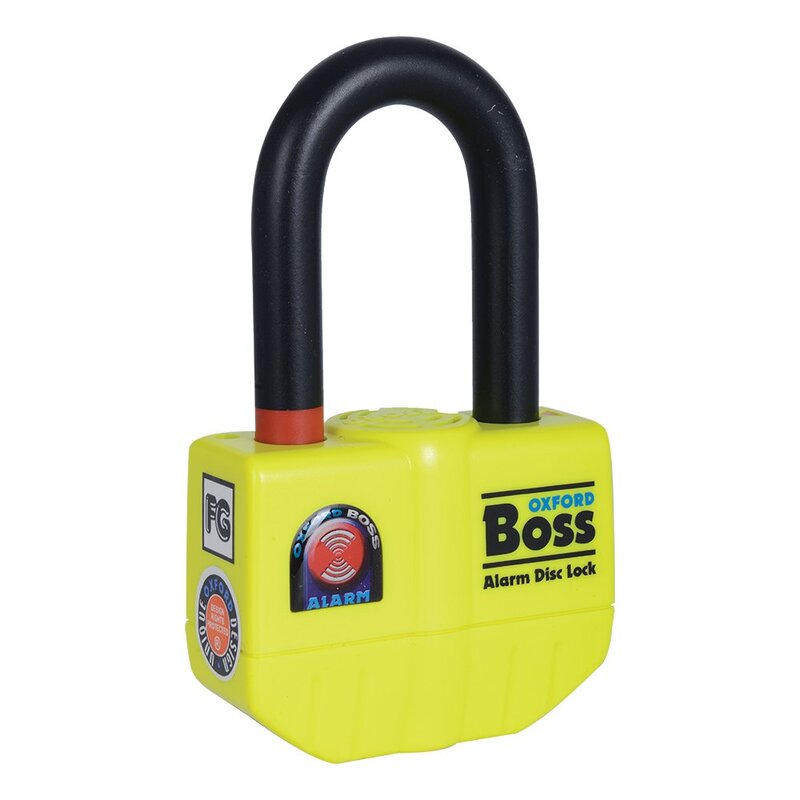 Bloque-disque OXFORD Boss Alarm 14 mm avec chaîne 12 mm x 1,2 m – homologué Sold Secure Gold