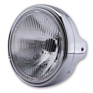 Feu avant LTD H4 HIGHSIDER smart – 7 pouces – verre gaufré – fixation latérale – homologué E – chromé – à l’unité