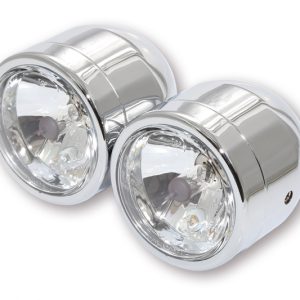 Feux avant additionnels (3-1/2″) HIGHSIDER smart – feu de route et feu de position – homologué E – chromé – paire