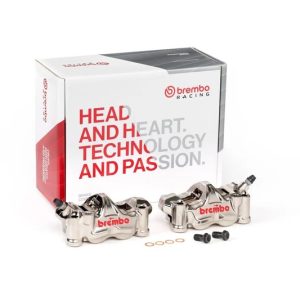 Paire étriers BREMBO UPGRADE GP4RX (usinés CNC nickelé) – 100mm (avec plaquettes)