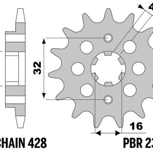 Pignon PBR acier standard – 428