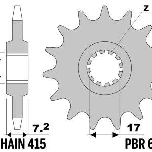 Pignon PBR acier standard – 415