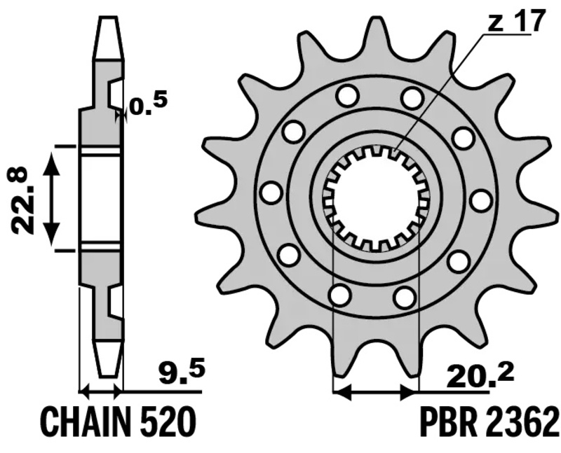 Pignon PBR acier standard - 520