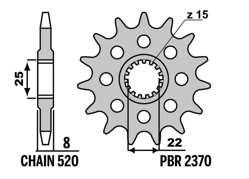 Pignon PBR acier standard - 520