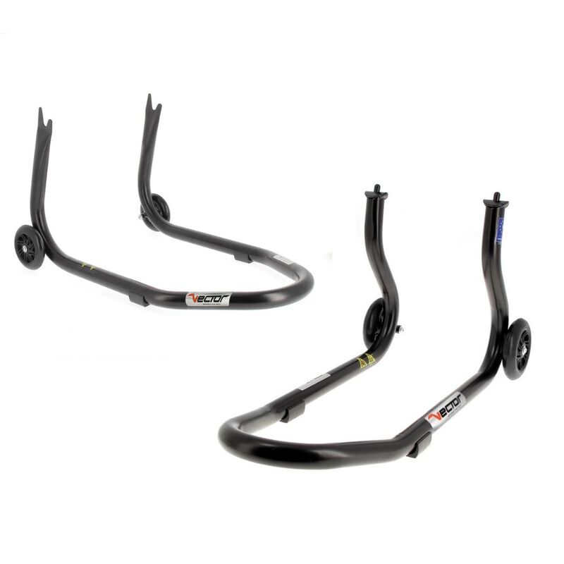 Kit béquilles fixes VECTOR avant sous fourches + arrière support en « V »