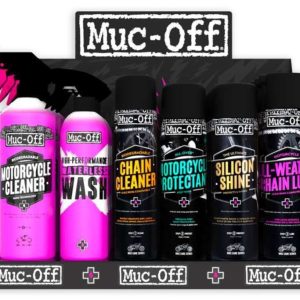 Présentoir mural MUC-OFF Pack de démarrage – Clean, Protect, Lube
